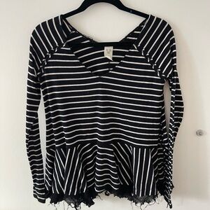 Free People Striped Black Long Sleeve